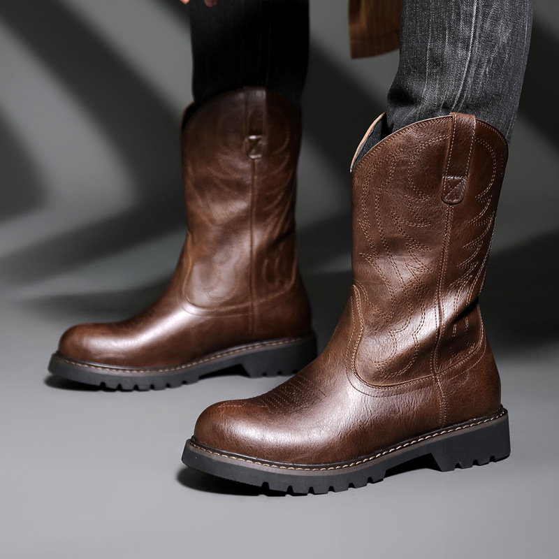 Vintage Old Fashion - Fashion Mens Cowboy Boots New Embroidery