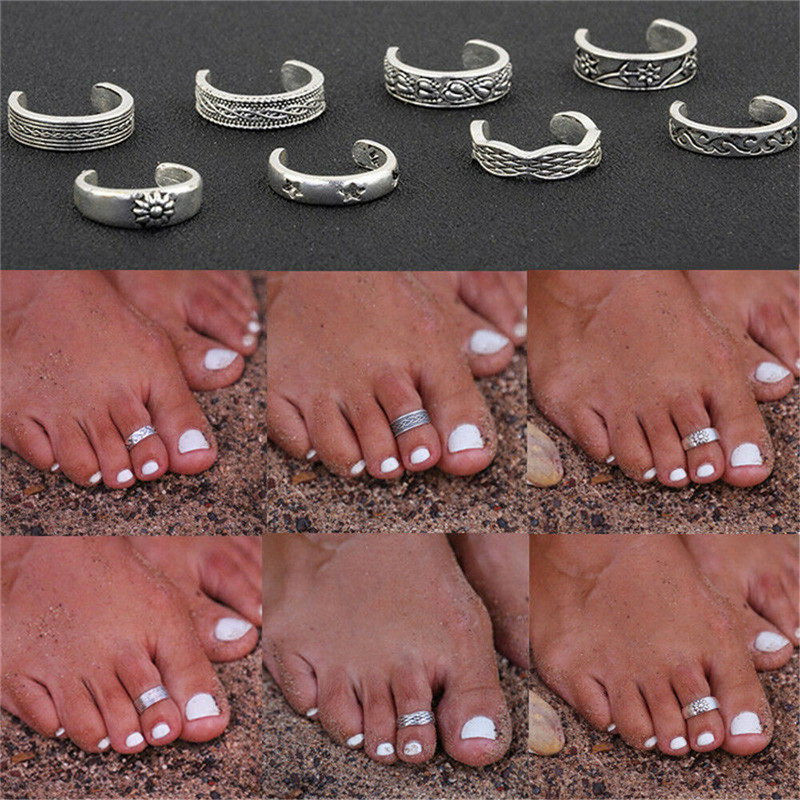 Vintage Fashion Patterns - 8pcs/Set Toe Joint Retro Ring Totem