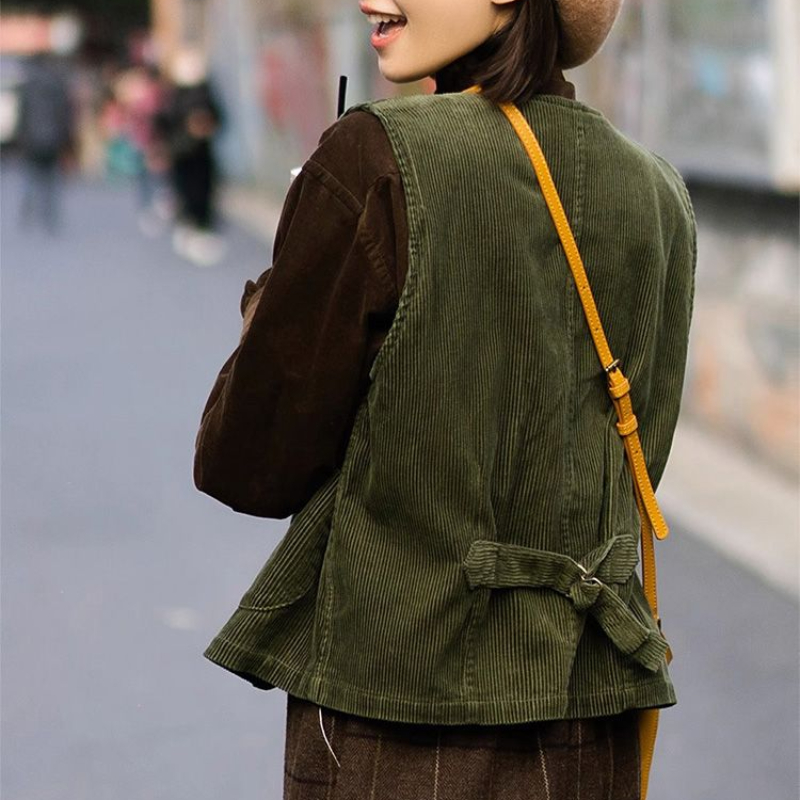 Vest Women Corduroy Retro Vint – обзор и цена Retro Vintage Korean Fashion