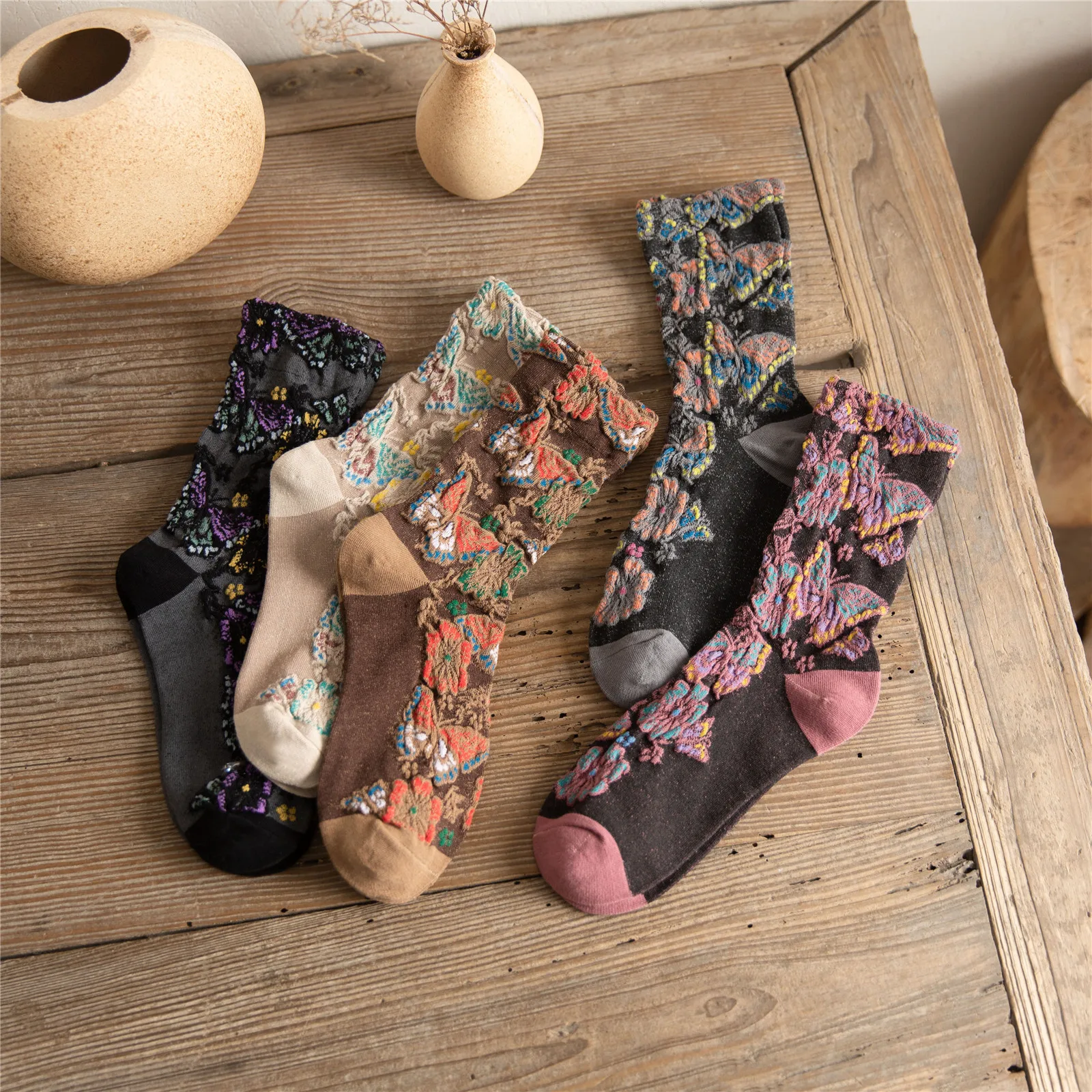 Floral Embroidery Women's Sock – обзор и цена Retro Vintage Korean Fashion