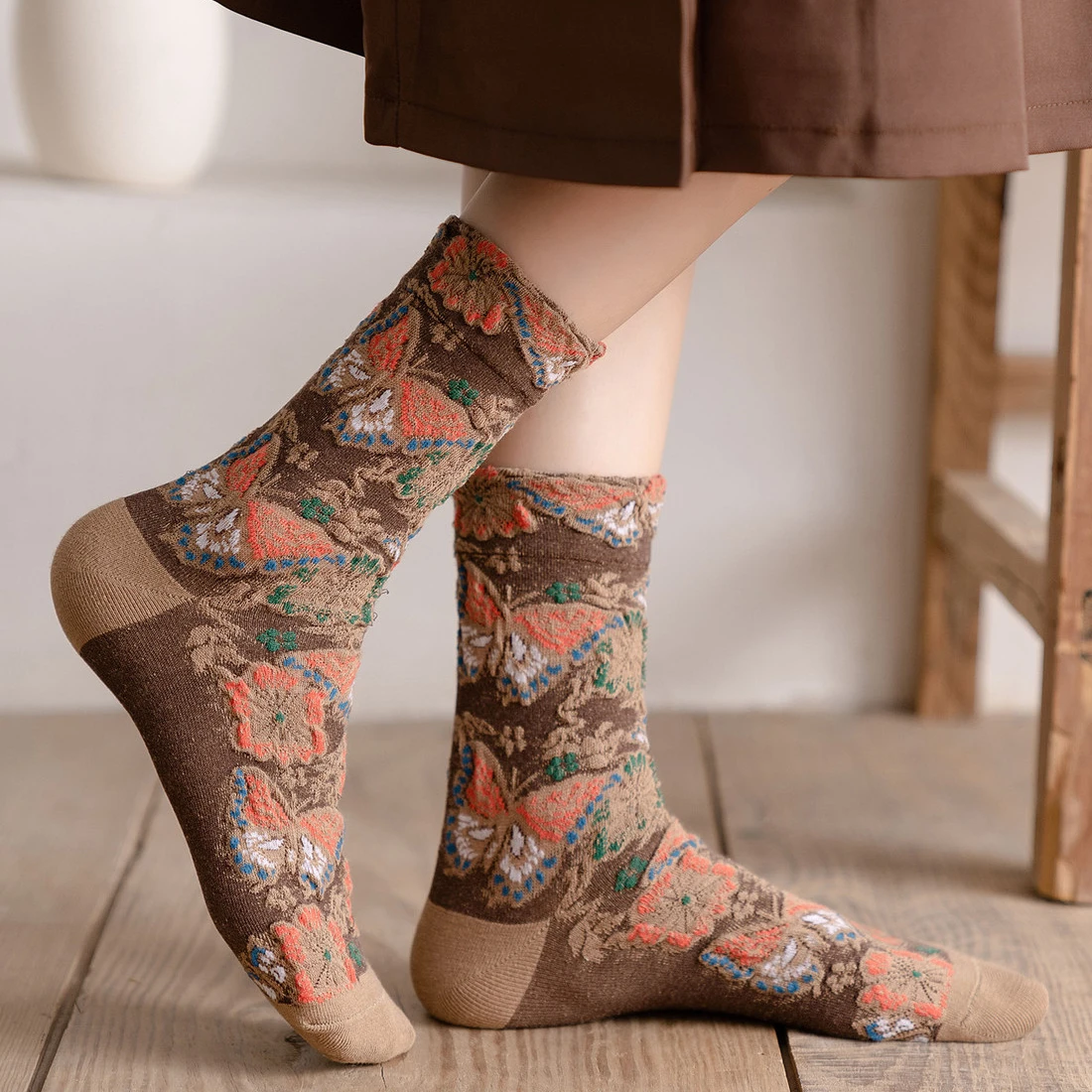 Floral Embroidery Women's Sock – обзор и цена Retro Vintage Korean Fashion