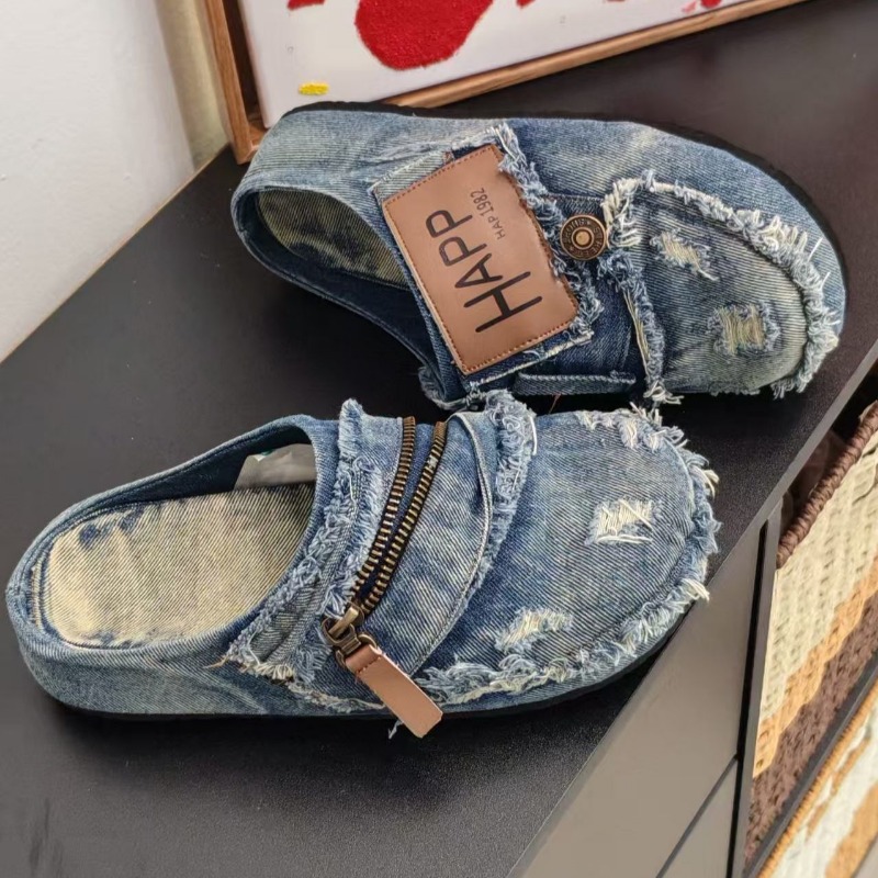 Washed Denim Metal Toe Flat He – обзор и цена Vintage Old Fashion