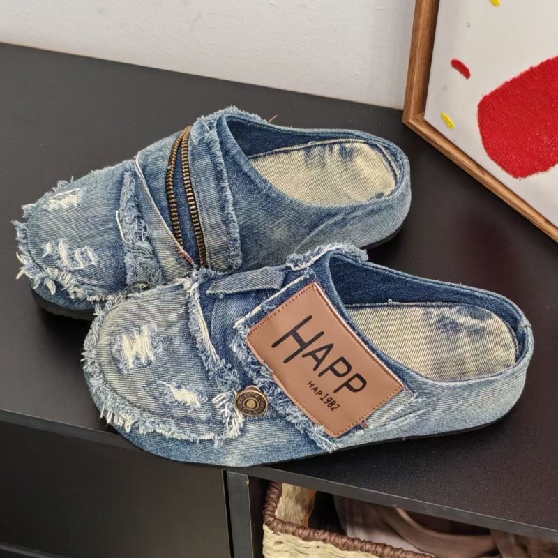 Washed Denim Metal Toe Flat He – обзор и цена Vintage Old Fashion