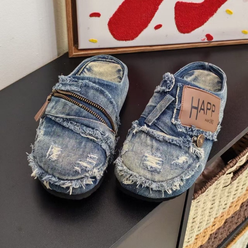 Washed Denim Metal Toe Flat He – обзор и цена Vintage Old Fashion