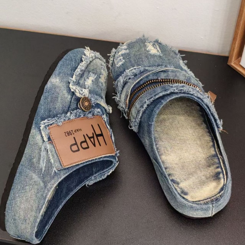 Washed Denim Metal Toe Flat He – обзор и цена Vintage Old Fashion