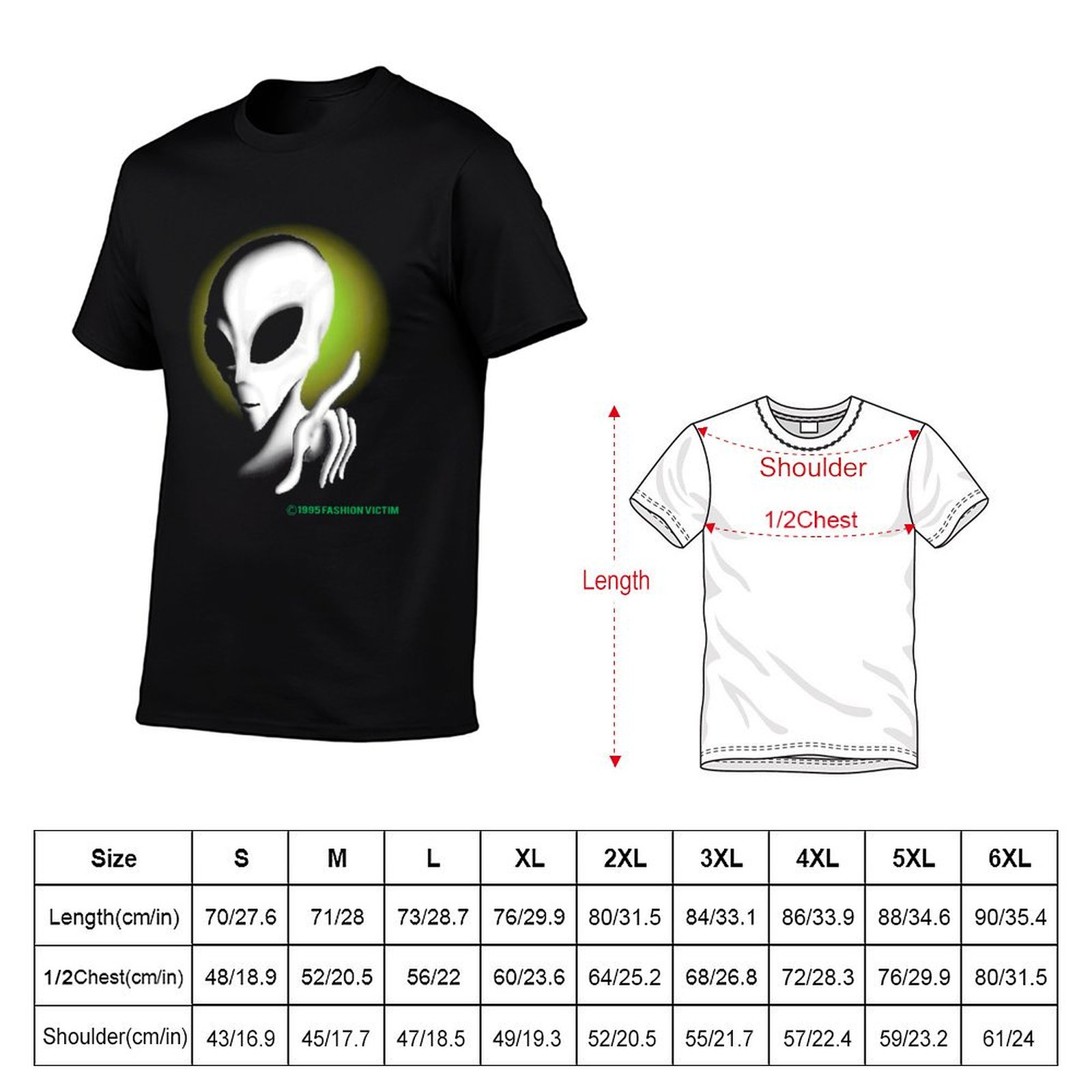 1995 ALIEN Vintage Glow In The – обзор и цена Vintage Fashion Victim Shirt