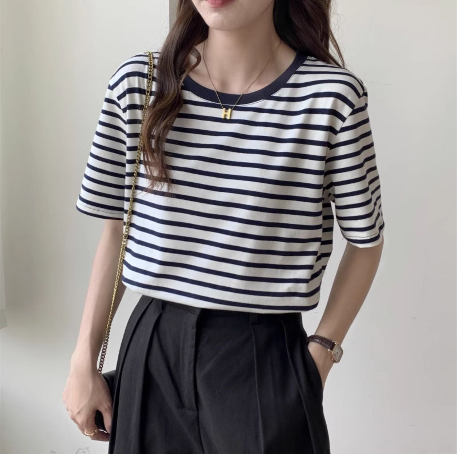 Vintage Striped T-shirt Women  – обзор и цена Retro Vintage Korean Fashion