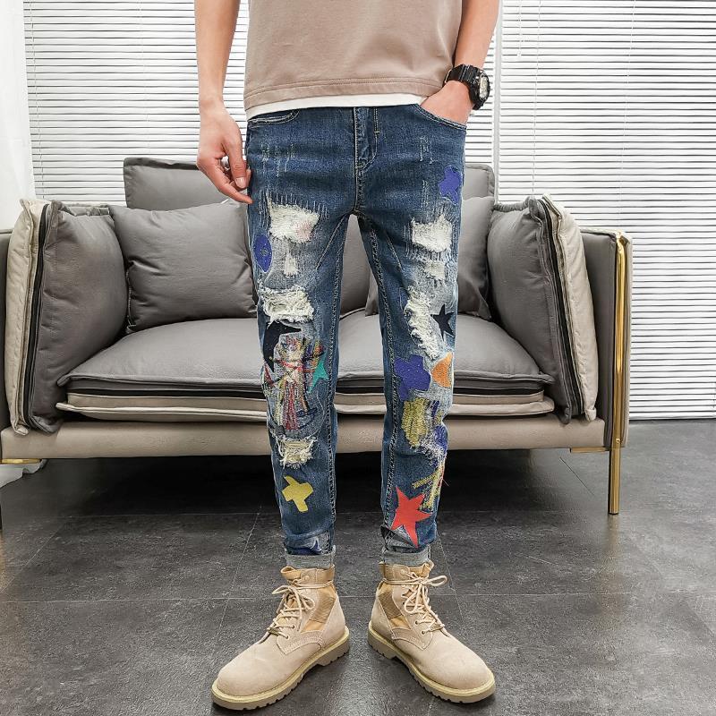 Graphic Men's Jeans Tapered Ma – обзор и цена Retro Vintage Korean Fashion