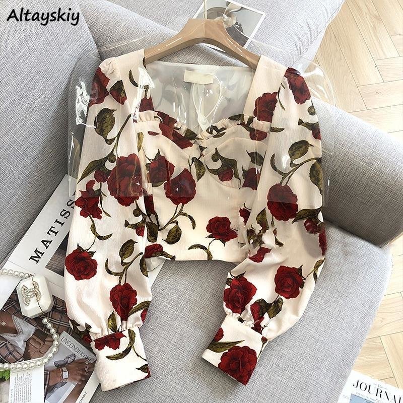 S-3XL Rose Blouses for Women S – обзор и цена Retro Vintage Korean Fashion