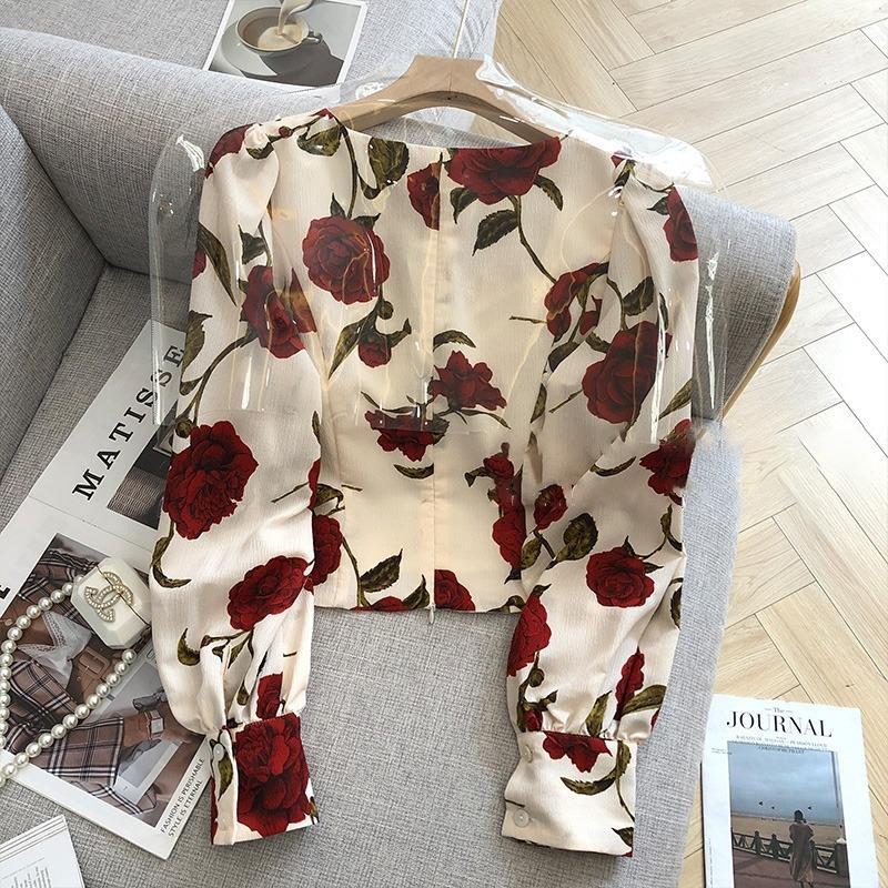 S-3XL Rose Blouses for Women S – обзор и цена Retro Vintage Korean Fashion